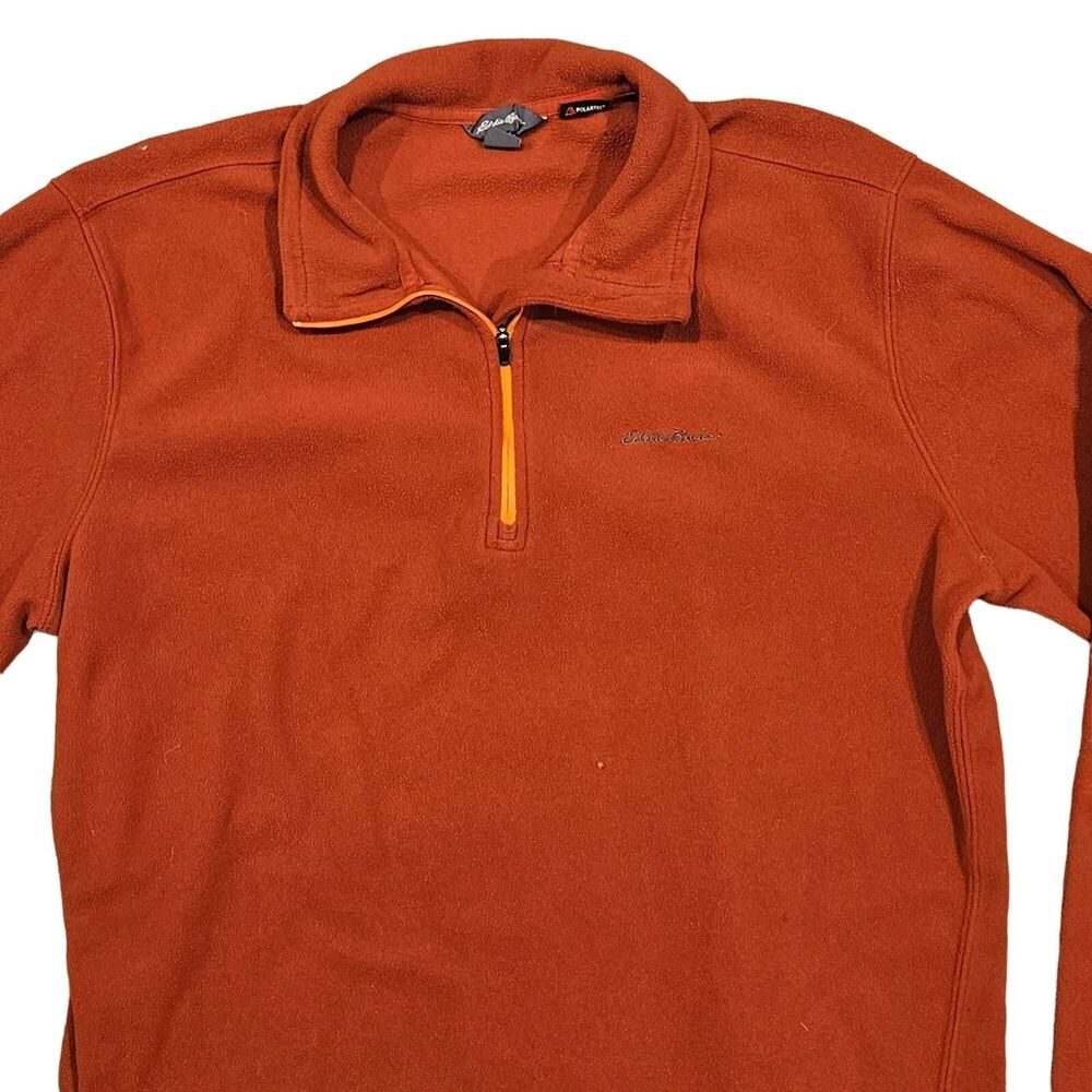 Eddie Bauer Rust Polartec Men's Long Sleeve 1/4 Zip Pullover Shirt Size TL